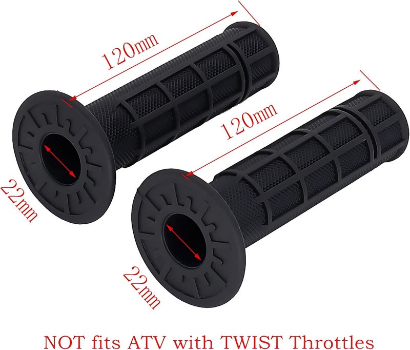 CDZWJ ATV Hand Grips 7/8" Soft Rubber Grip Compatible with ATV Arctic Cat Suzuki Yamaha Kawasaki Honda 400ex -Black - Image 3
